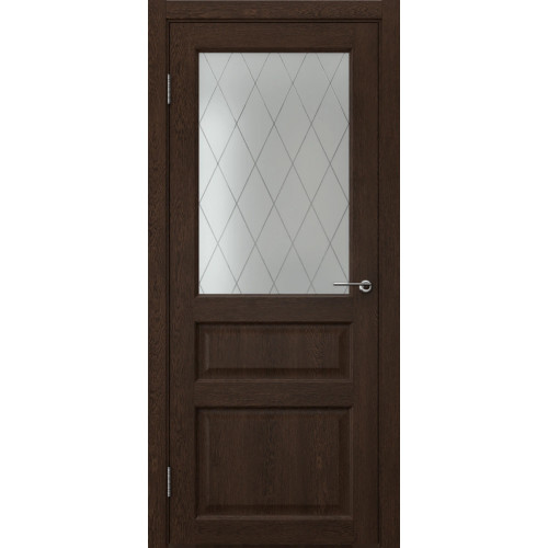 Межкомнатная дверь FK005 (экошпон «дуб шоколад» / матовое стекло ромб)