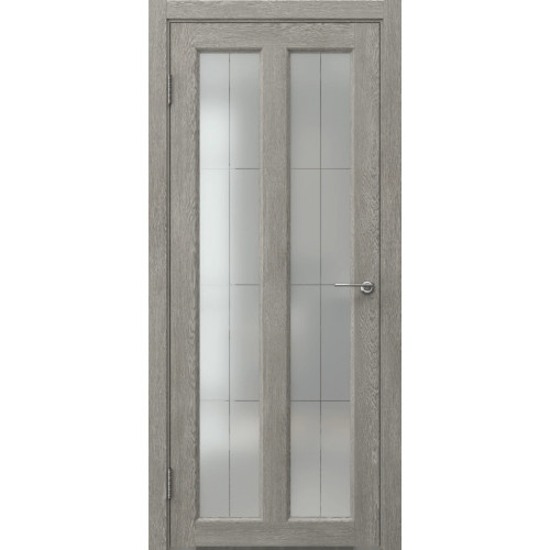 Межкомнатная дверь FK007 (экошпон «дымчатый дуб» / стекло решетка полимер)