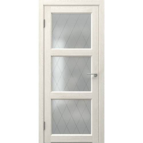 Межкомнатная дверь FK017 (экошпон «белый дуб» / матовое стекло ромб)
