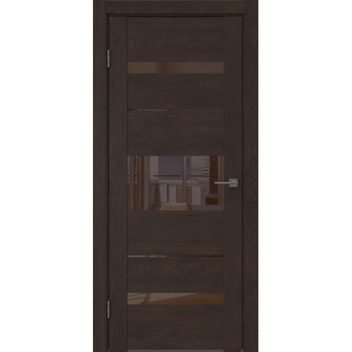 Межкомнатная дверь GM007 (экошпон «дуб шоколад» / лакобель коричневый)