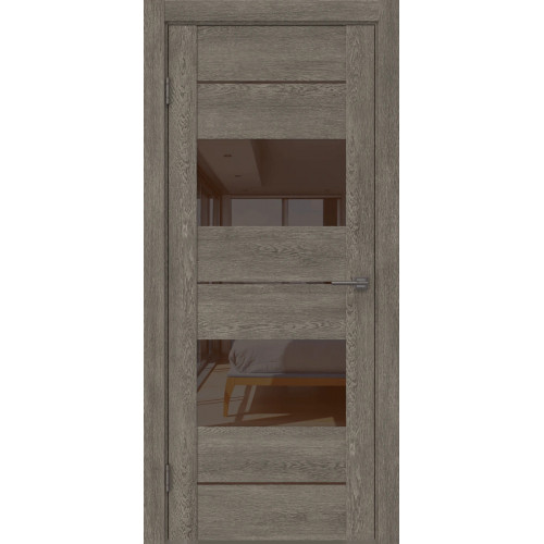 Межкомнатная дверь GM008 (экошпон «серый дуб» / лакобель коричневый)