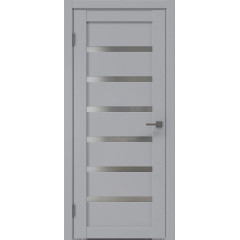 Межкомнатная дверь RM002 (экошпон серый / матовое стекло)