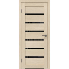 Межкомнатная дверь RM055 (экошпон «лиственница кремовая», лакобель черный)