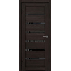 Межкомнатная дверь RM055 (экошпон «орех темный рифленый», лакобель черный)