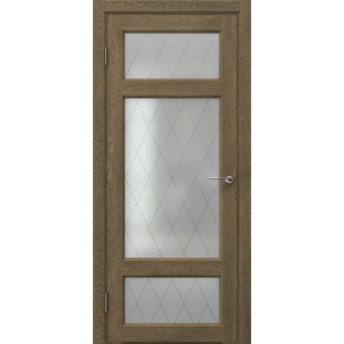 Межкомнатная дверь FK006 (экошпон «дуб антик» / матовое стекло ромб)