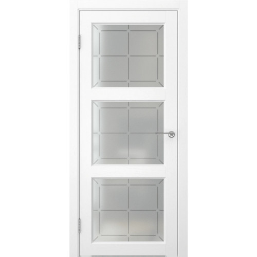 Межкомнатная дверь FK017 (экошпон «ясень белый» / стекло решетка)