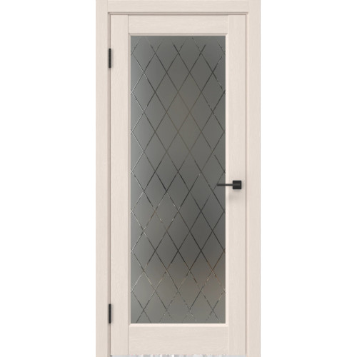 Межкомнатная дверь FK036 (soft touch «ясень капучино», стекло: сатинат ромб)