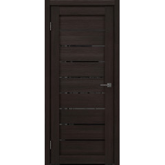 Межкомнатная дверь RM056 (экошпон «орех темный рифленый», лакобель черный)