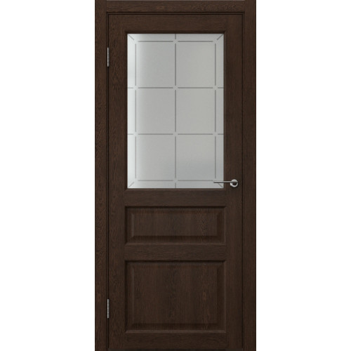 Межкомнатная дверь FK005 (экошпон «дуб шоколад» / стекло решетка)