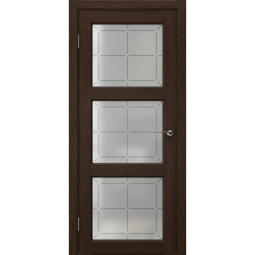 Межкомнатная дверь FK017 (экошпон «дуб шоколад» / стекло решетка)