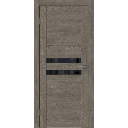 Межкомнатная дверь GM004 (экошпон «серый дуб» / лакобель черный)