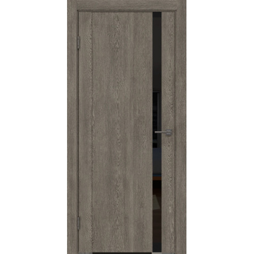 Межкомнатная дверь GM010 (экошпон «серый дуб» / лакобель черный)