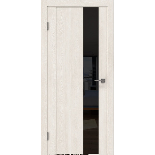 Межкомнатная дверь GM011 (экошпон «белый дуб» / лакобель черный)