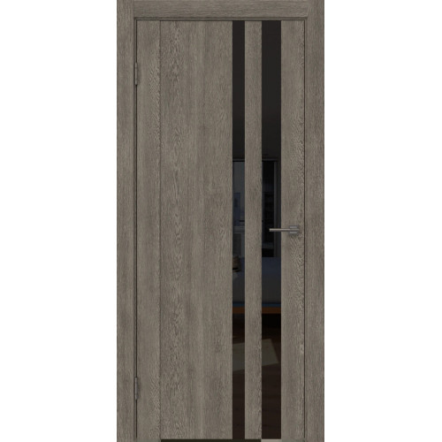 Межкомнатная дверь GM012 (экошпон «серый дуб» / лакобель черный)
