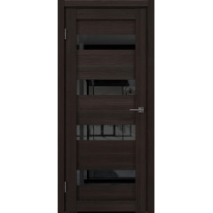 Межкомнатная дверь RM060 (экошпон «орех темный рифленый», лакобель черный)