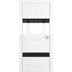 Межкомнатная дверь ZM040 (белая глянцевая, лакобель черный)