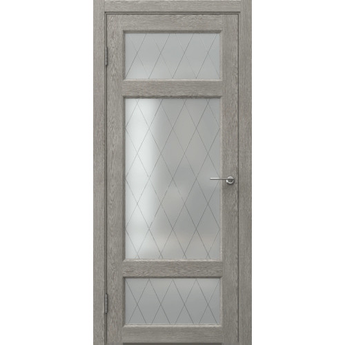 Межкомнатная дверь FK006 (экошпон «дымчатый дуб» / матовое стекло ромб)