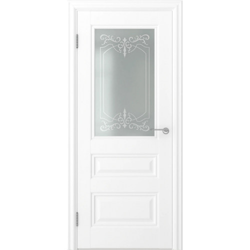 Межкомнатная дверь FK012 (экошпон белый / матовое стекло)