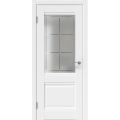 Межкомнатная дверь FK033 (экошпон белый, стекло с гравировкой)