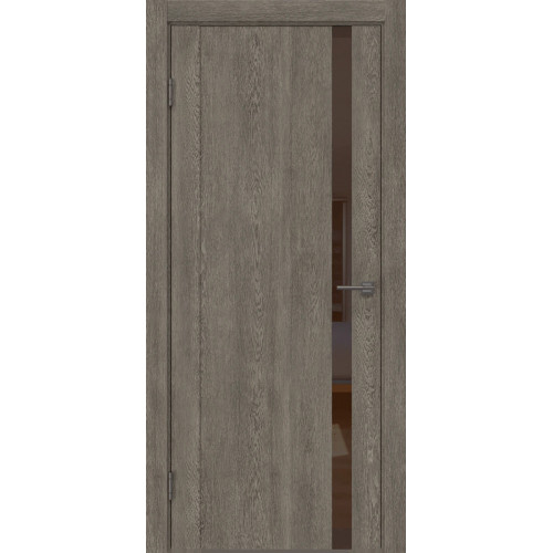 Межкомнатная дверь GM010 (экошпон «серый дуб» / лакобель коричневый)