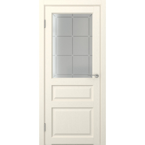 Межкомнатная дверь FK005 (экошпон «ваниль» / стекло решетка)