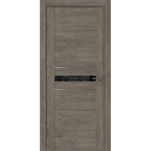 Межкомнатная дверь GM003 (экошпон «серый дуб» / лакобель черный)