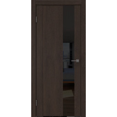 Межкомнатная дверь GM011 (экошпон «дуб шоколад» / лакобель черный)