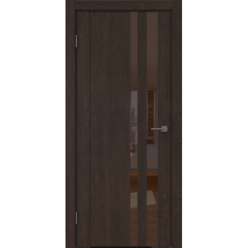 Межкомнатная дверь GM012 (экошпон «дуб шоколад» / лакобель коричневый)
