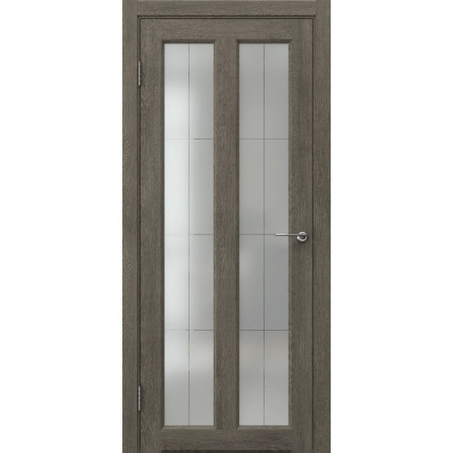 Межкомнатная дверь FK007 (экошпон «серый дуб» / стекло решетка полимер)