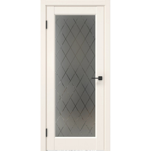 Межкомнатная дверь FK036 (эмалит кремовый, стекло: сатинат ромб)