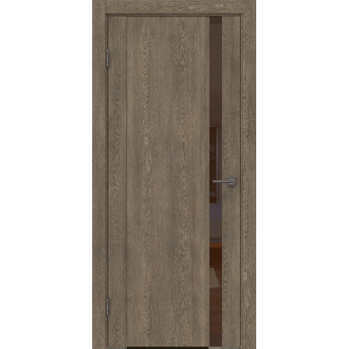 Межкомнатная дверь GM010 (экошпон «дуб антик» / лакобель коричневый)
