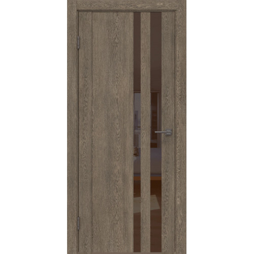 Межкомнатная дверь GM012 (экошпон «дуб антик» / лакобель коричневый)