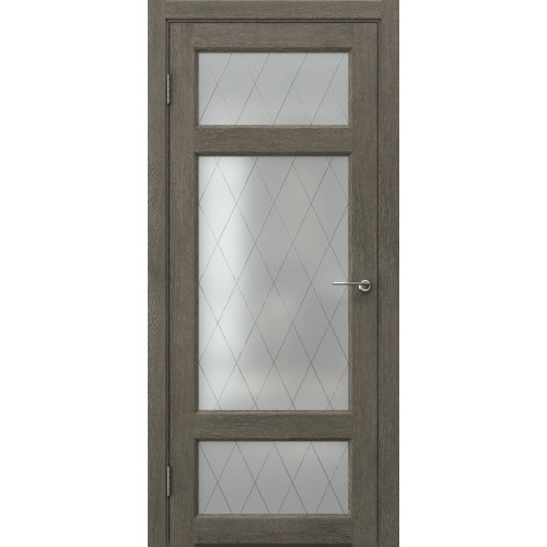 Межкомнатная дверь FK006 (экошпон «серый дуб» / матовое стекло ромб)