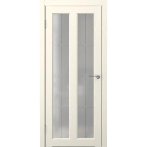 Межкомнатная дверь FK007 (экошпон «ваниль» / стекло решетка)