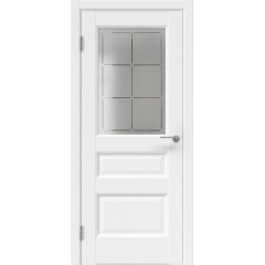 Межкомнатная дверь FK035 (экошпон белый, стекло с гравировкой)