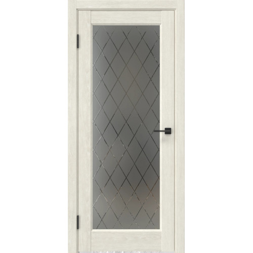 Межкомнатная дверь FK036 (экошпон «дуб шале белый», стекло: сатинат ромб)