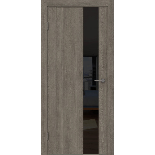 Межкомнатная дверь GM011 (экошпон «серый дуб» / лакобель черный)