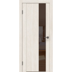 Межкомнатная дверь GM011 (экошпон «белый дуб» / лакобель коричневый)