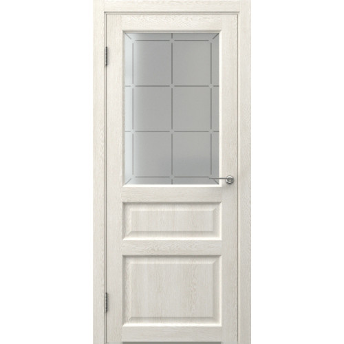 Межкомнатная дверь FK005 (экошпон «белый дуб» / стекло решетка)