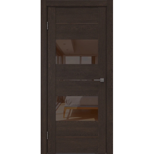 Межкомнатная дверь GM008 (экошпон «дуб шоколад» / лакобель коричневый)