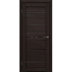 Межкомнатная дверь RM050 (экошпон орех темный рифленый, лакобель черный)