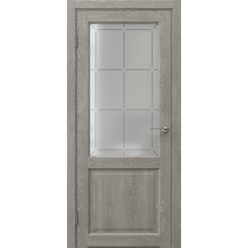 Межкомнатная дверь FK004 (экошпон «дымчатый дуб» / стекло решетка)