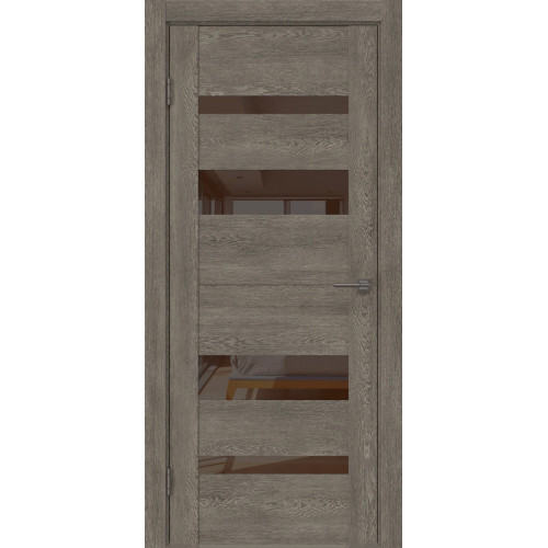 Межкомнатная дверь GM006 (экошпон «серый дуб» / лакобель коричневый)